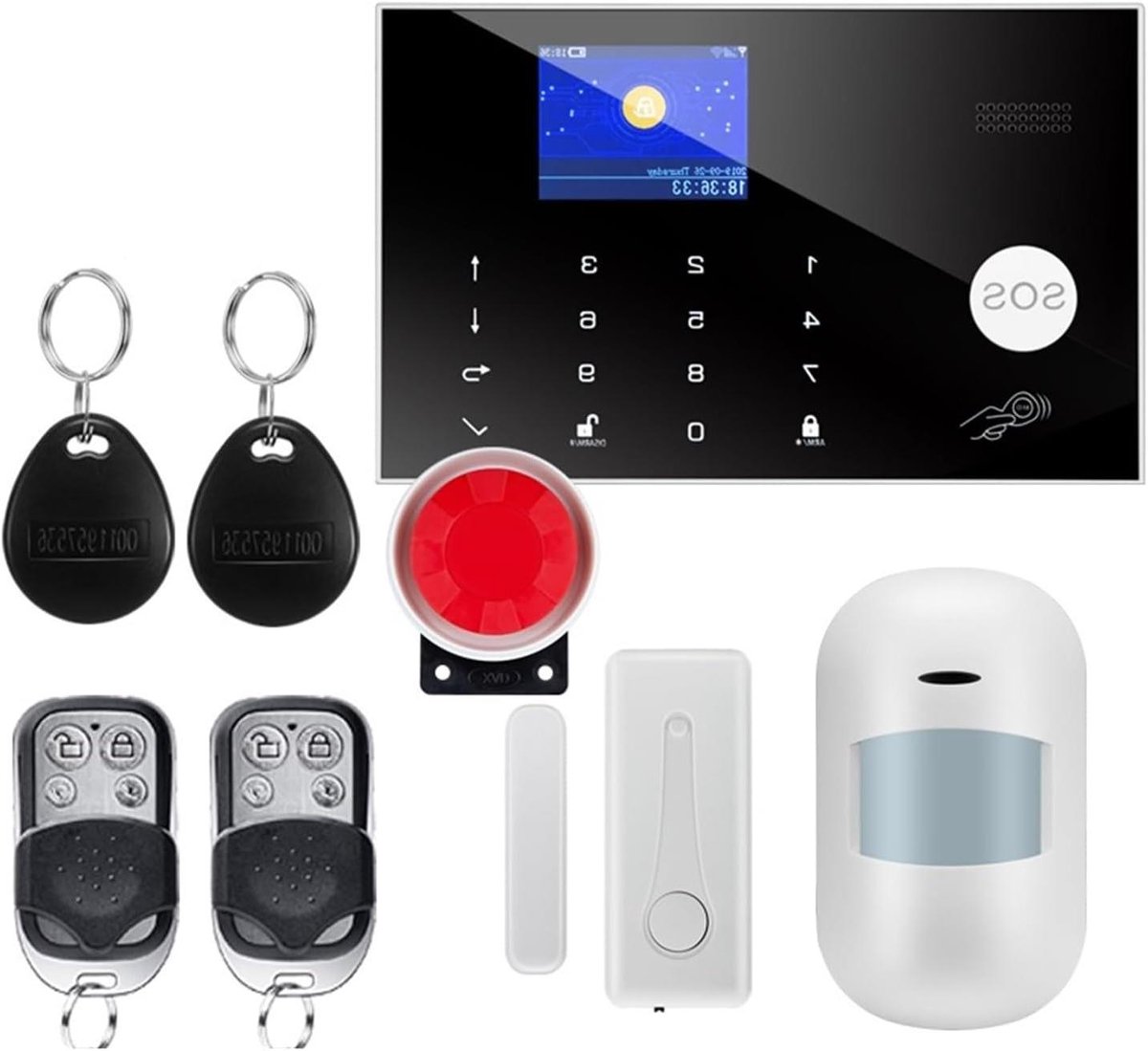 Huisbeveiliging Systeem - Slim Alarm - Veilige Woning - Wifi en GSM - 180 mm - Zwart