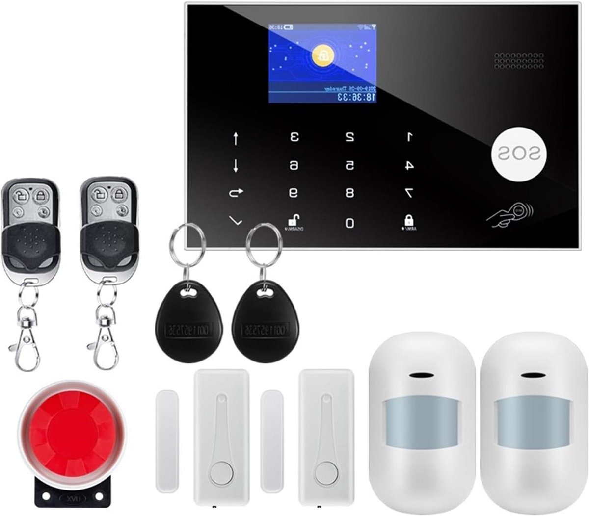 Huisbeveiliging Systeem - Alarm Kit - Veilig Wonen - Wifi GSM Connectiviteit - 180 mm - Zwart
