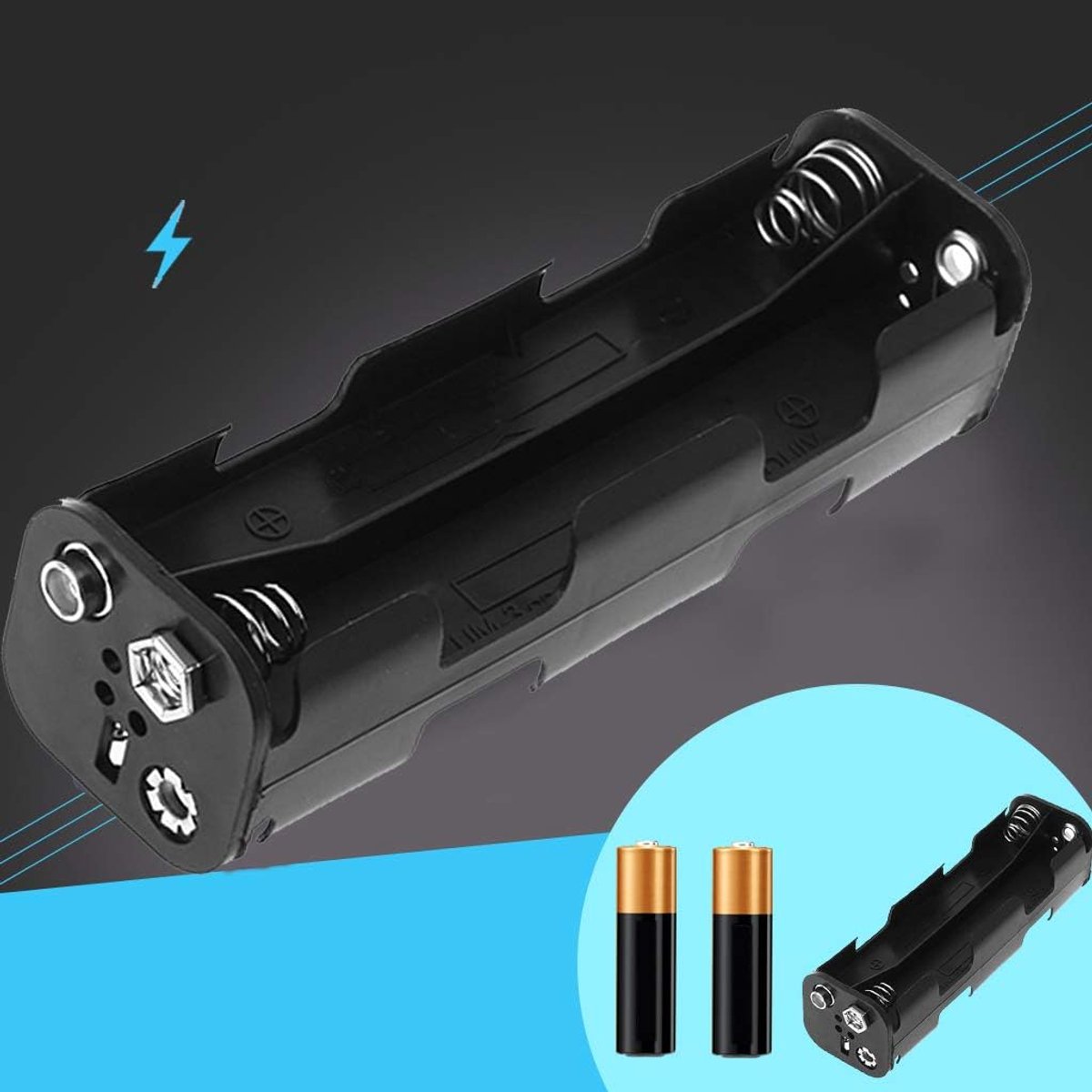 Batterijhouder - Batterijbox - Apparaten Voeden - 8 AA Batterijen - 14.6 x 10.7 cm - Zwart