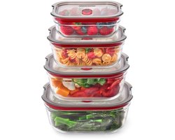 BLACK + BLUM Stack + Nest Meal Prep Vershoudbakjes Glas - set van 4