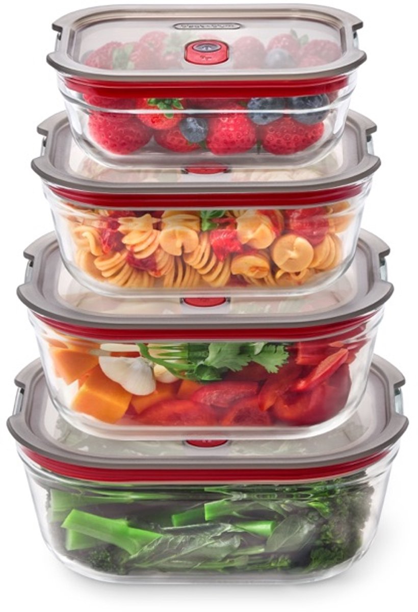 BLACK + BLUM Stack + Nest Meal Prep Vershoudbakjes Glas - set van 4