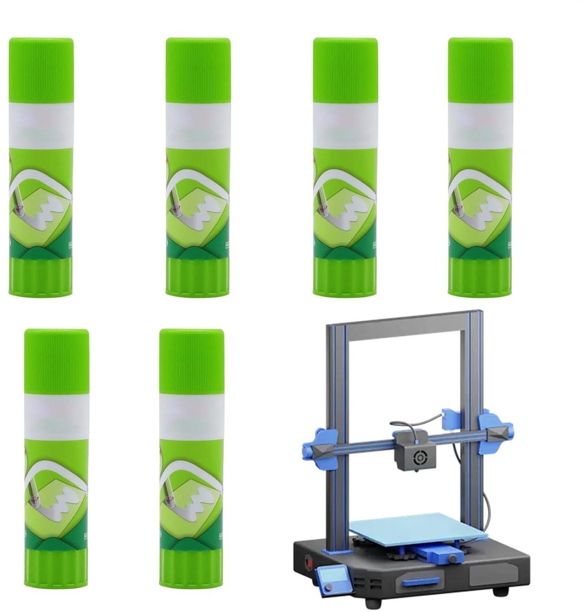 Lijmstift 3D-printer - Print hechting - Verbeterd printen - Voorkomt vervorming - 6 stuks - Blauw