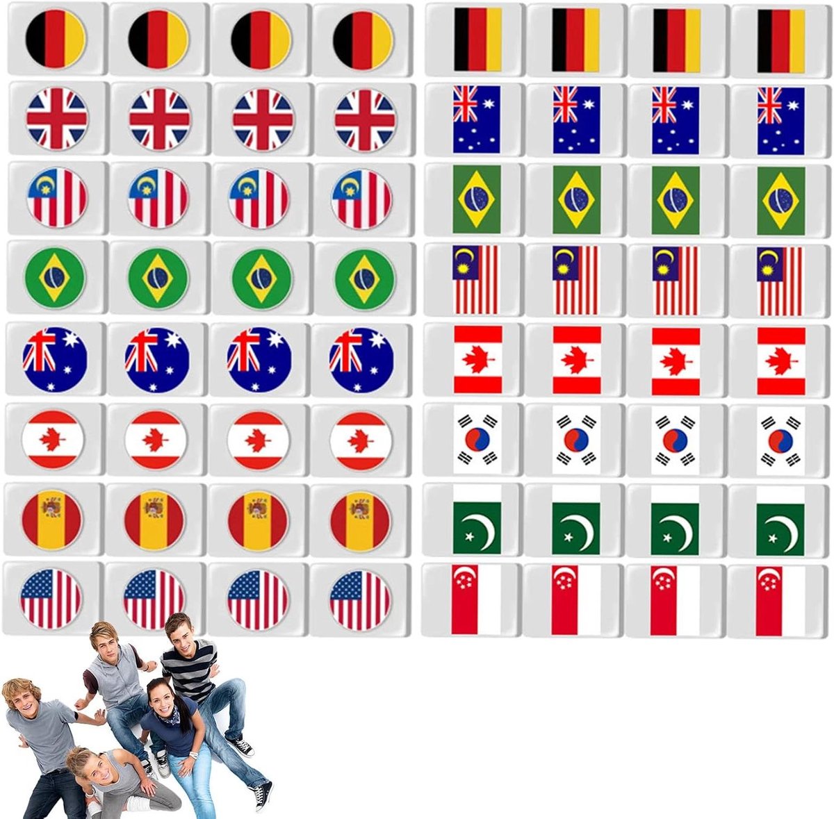 Mahjong Tegelset - Tafelspel Blokken - Familie Bijeenkomst - Compact Lichtgewicht - 64 Stuks - Vlag Stijl