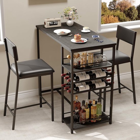 Eetkamerset voor 2 personen, set met hoge bartafel en stoelen, keukentafel met 2 stoelen voor kleine ruimtes, thuiskeuken, appartement