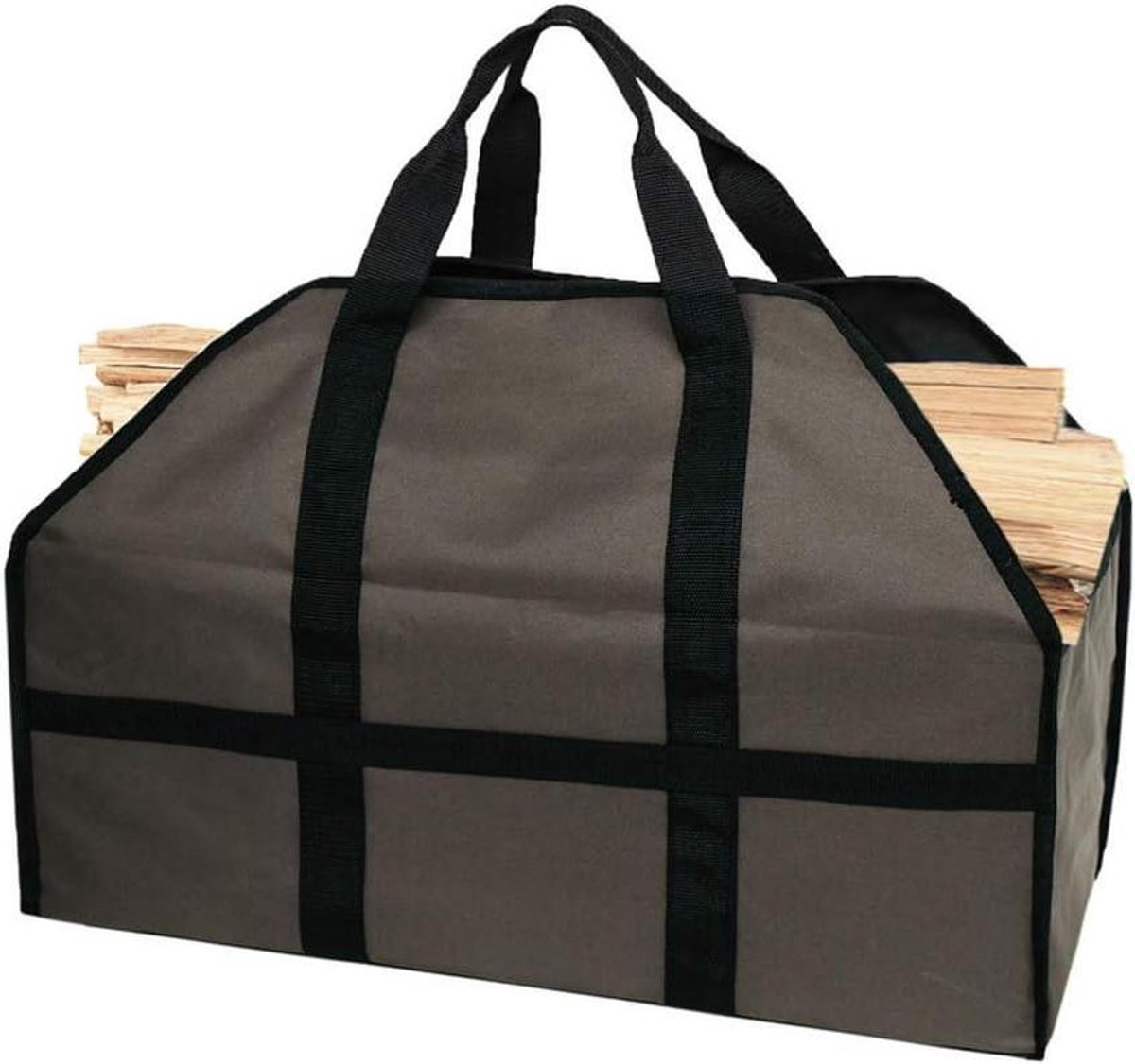 Brandhout Tas - Hout Transport - Open Haard Vullen - Grote Capaciteit - 61x30x25cm - Donker Khaki