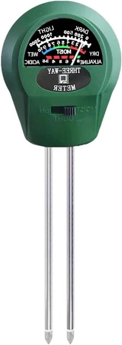 Bodemvochtigheidsmeter - PH Tester - Planten Verzorgen - 3 In 1 Functie - 3x2x1 cm - Zilver