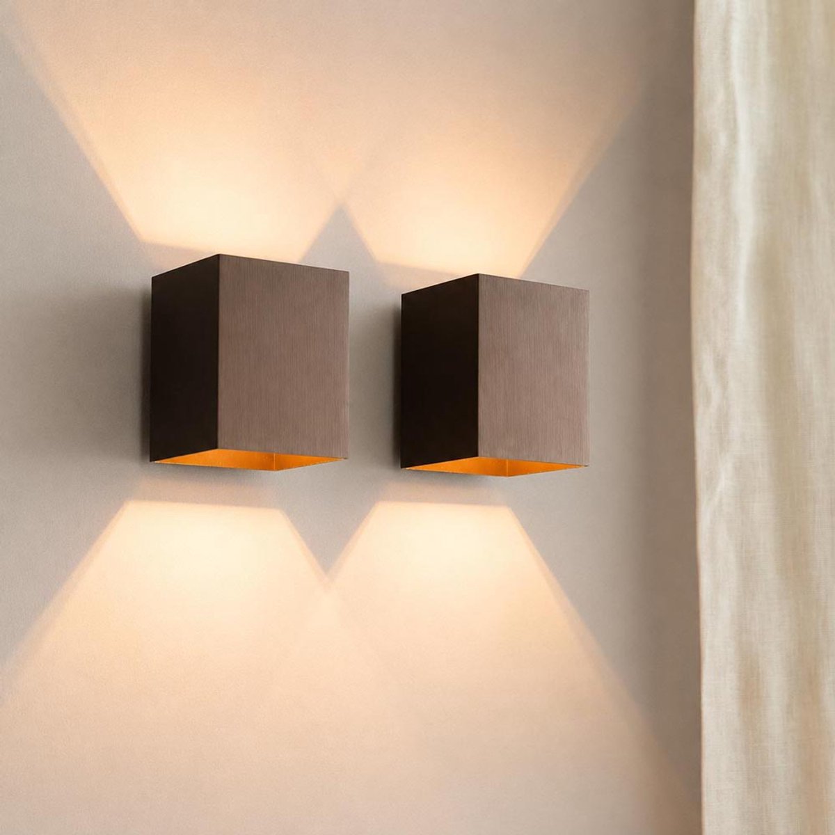 LUSENZ wandlamp Cometa bronzo s – rechthoekig – 5 watt g9 fitting – dimbaar – geborsteld brons aluminium – ip20 – up and downlight – binnenverlichting woonkamer gang keuken slaapkamer kantoor eetkamer winkel