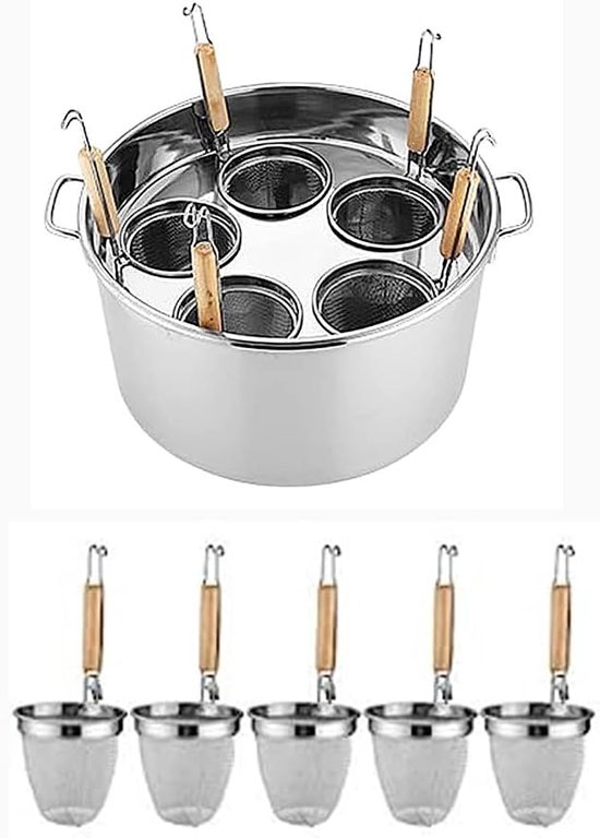 Pastapan met Zeef - Kookpan Pasta - Pasta Koken Afgieten - Meerdere Compartimenten - 4 Gaten - Zilverkleurig — afbeelding 3