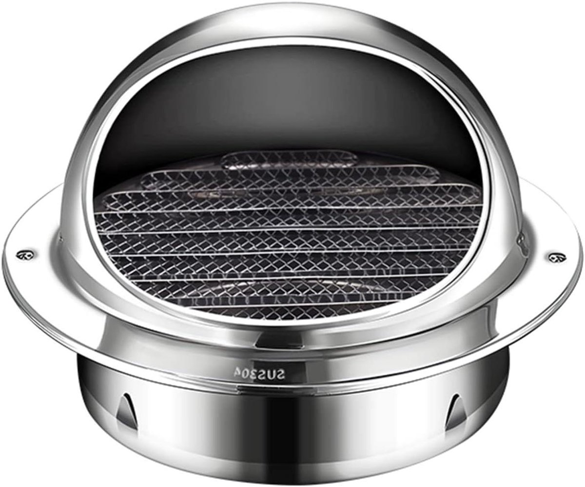 Ventilatierooster RVS - Muuruitlaat Lamellen - Luchtstroom Reguleren - Met Anti-Insecten Gaas - 150mm Diameter - Zilverkleurig