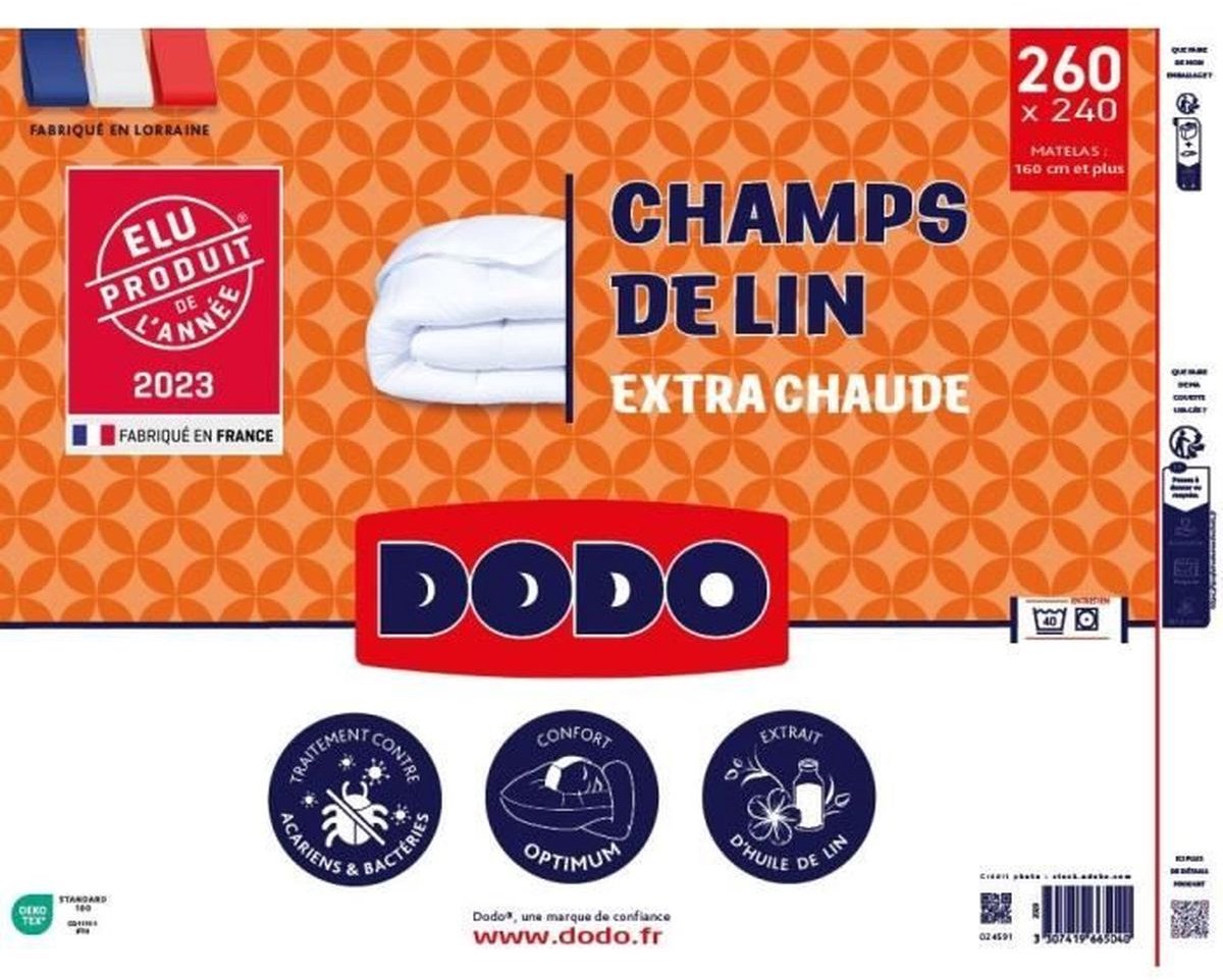Dekbed DODO Champs de Lin 240 x 260 cm Wit 450 g/m²