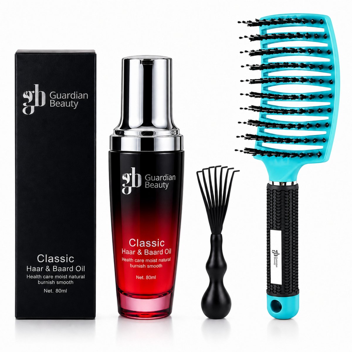 Guardian Beauty Anti Klit Haarborstel - Blauw - Kappersborstel - Met Argen Haarserum 80ml + Haarborstelreiniger
