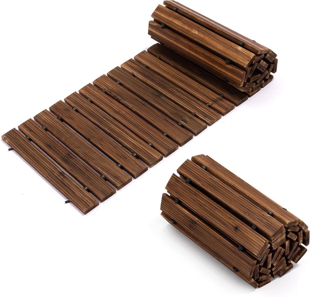 Houten Tuinpad - Loopbrug Buiten - Veilig Wandelen - Antislip Cederhout - 30 cm Breed - Walnoot Kleur