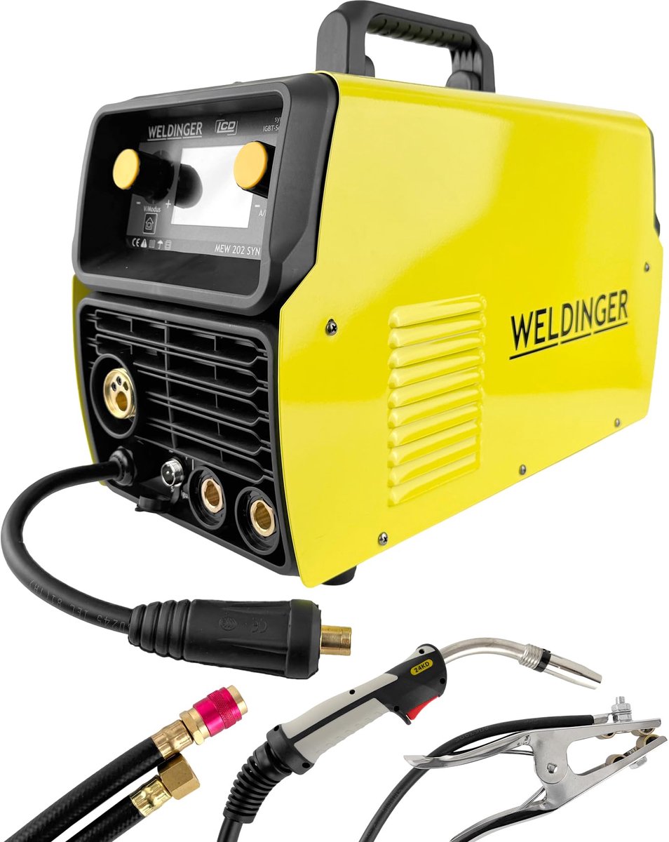 WELDINGER MEW 202 SYN pulsbestendig 200A synergetische MIG/MAG puls lasapparaat dubbele puls 2T 4T LCD display 5 jaar garantie