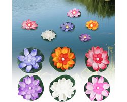 6 Stuks Drijvende Kunst Waterlelie Bloemen Lamp - Kunstmatige Drijvende Planten - Waterlelies - Nep Bloemen - Vijverdecoratie - 10cm - Voor Decoratie Van Huis, Tuin, Vijver, Zwembad, Aquaria en Aquaria