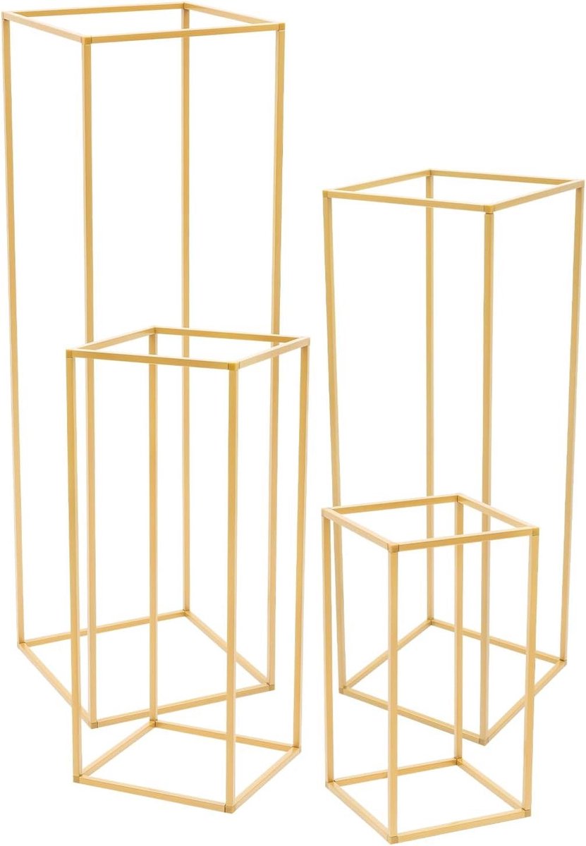 Bloemenstandaard - Decoratie frame - Feest decoratie - Set van vier - Tot 100cm hoog - Goud