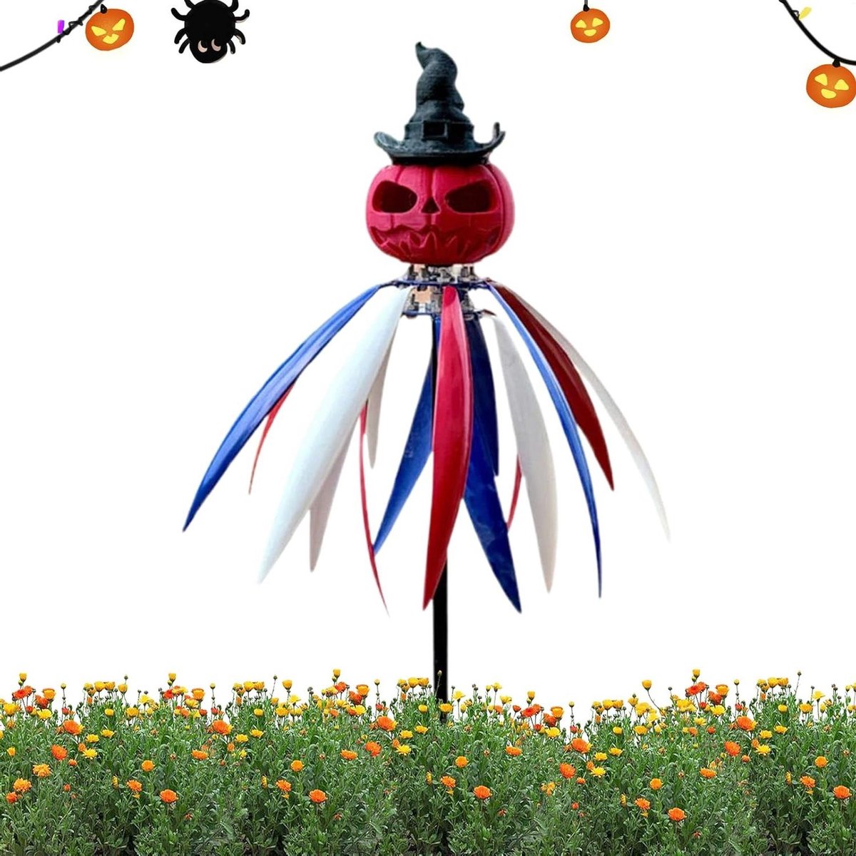 Tuindecoratie Windspinner - Buitenkunst Molen - Feestelijke Decoratie - Lichtspel Effecten - 90 cm Hoog - Enkel