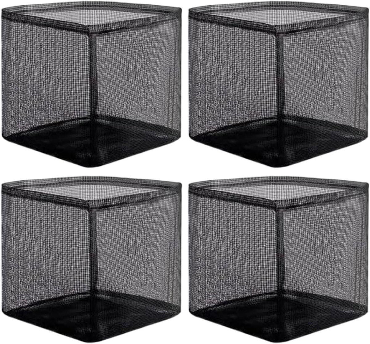 Vijvermandjes Set - Plantenpotten - Waterplanten Kweken - Ademend PVC Ontwerp - 4 stuks - Zwart