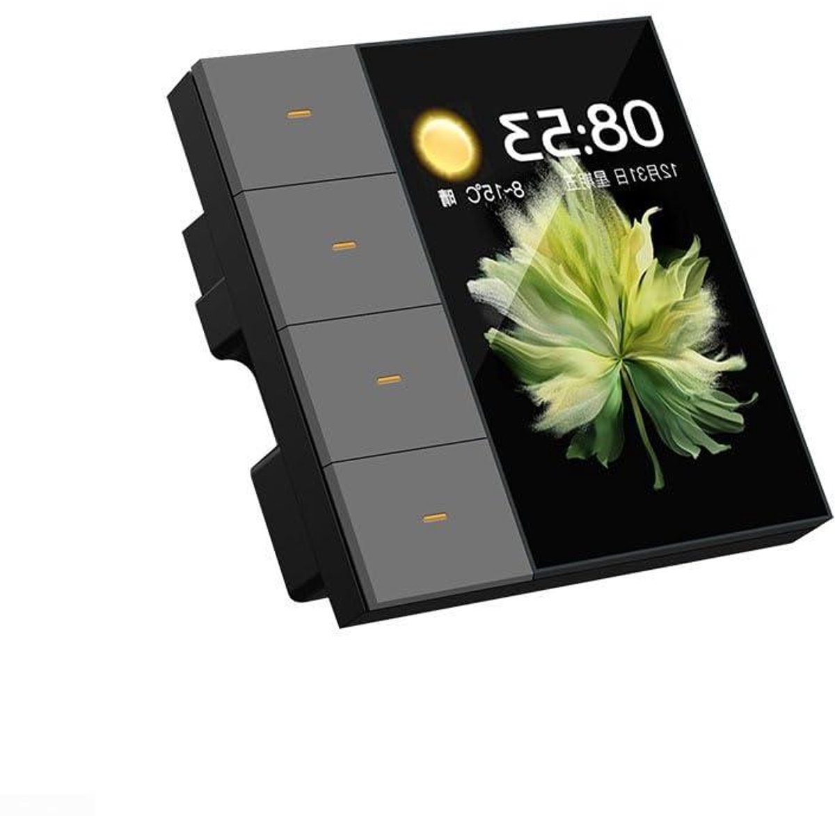 Slimme Wandschakelaar - Touchscreen Bediening - Domotica Verbeteren - 8-Weg Scènebeheer - 3.5 Inch Scherm - Grijs