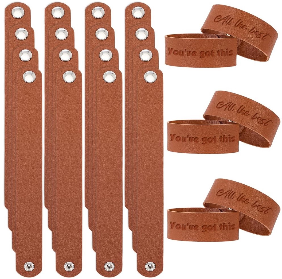 Dailygoods- Armbanden 20 Stuks - Bruin PU Lederen - 2,55 cm Breed - 22,2 cm Lang - DIY Sieraden Maken - Geschikt voor Mannen/Vrouwen