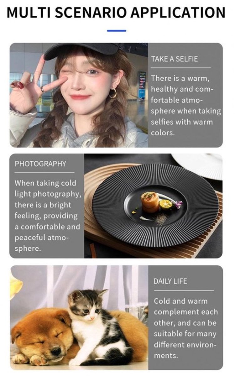 - LED-videolamp - Draagbare fotografieverlichting - Voor camera en smartphone - Instelbare kleurtemperaturen - Perfect voor vloggen en sel