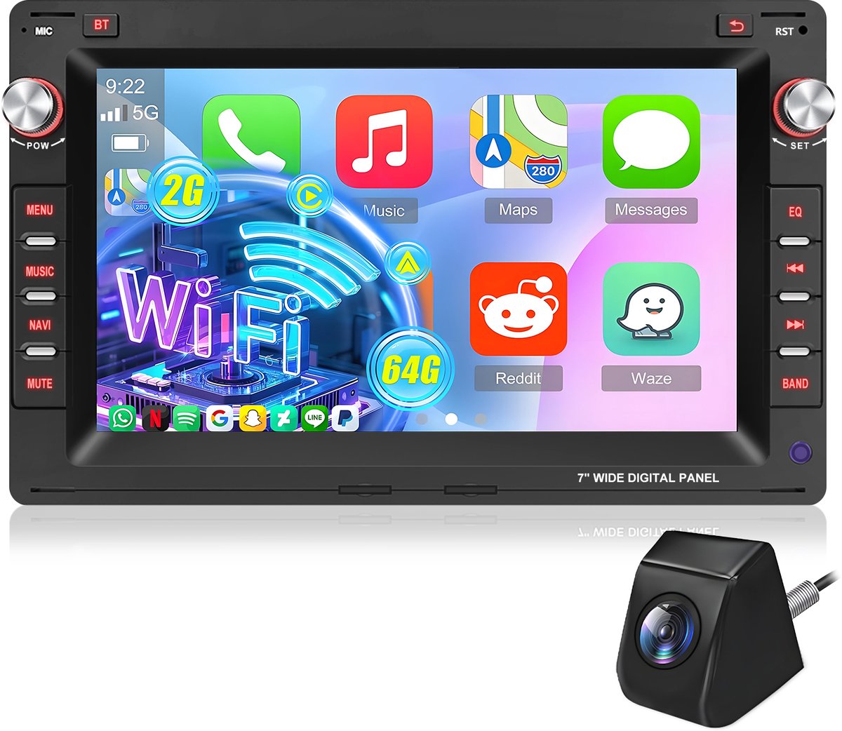 Hexinex Autoradio - Geschikt Voor VW volkswagen Polo 9N Golf 4 Passat B5 T5 - Android 15 - 2+64GB - Draadloos Apple Carplay & Android Auto - Achteruitrijcamera