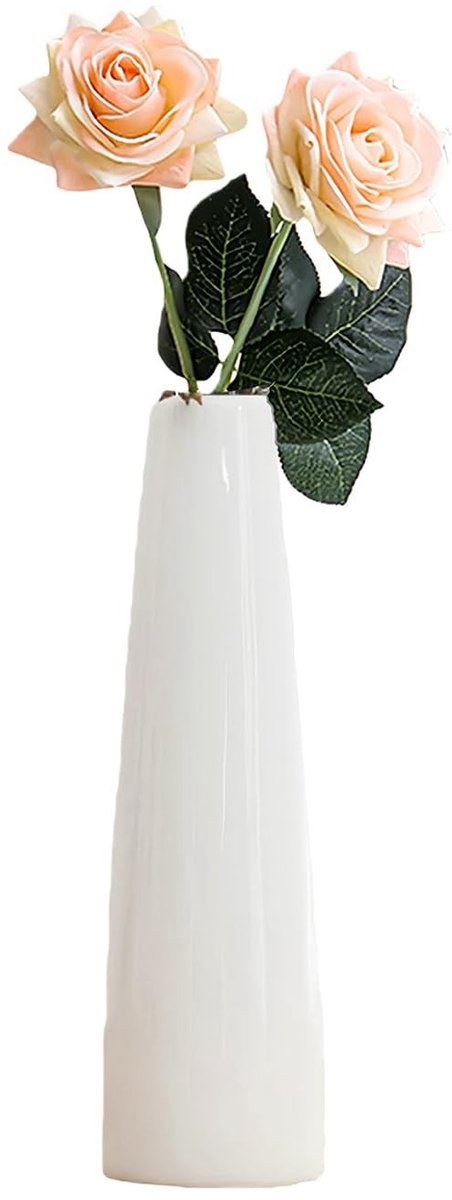 Dailygoods- Knopvaas Elegante keramische vaas - Taps toelopend ontwerp - Decoratieve vaas voor enkele stengelbloemen - Woondecoratie - Bruiloft/Kantoor decor - Hoogte 16 cm