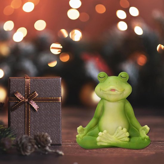 Yoga Kikker Beeldje - Decoratieve Kikker - Tuin Decoratie - Handgemaakt Hars - 11 x 7.8 x 14.6 cm - Groen — afbeelding 5