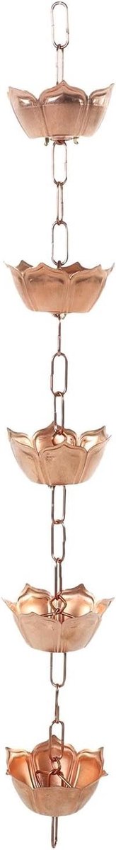 Regenketting Lotus - Waterafvoer Ketting - Decoratieve Tuin - Handgemaakt Koper - 1 Meter - Koperkleurig