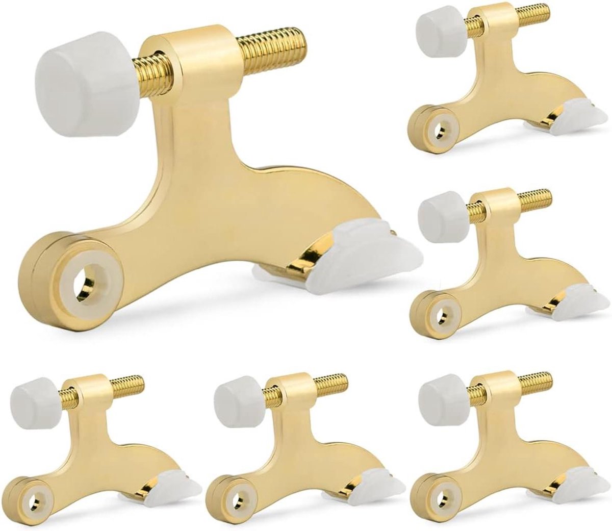 Scharnierpen Deurstoppers - Deur Beveiliging - Muren Beschermen - Met Rubberen Bumper - 6 Stuks - Helder Messing