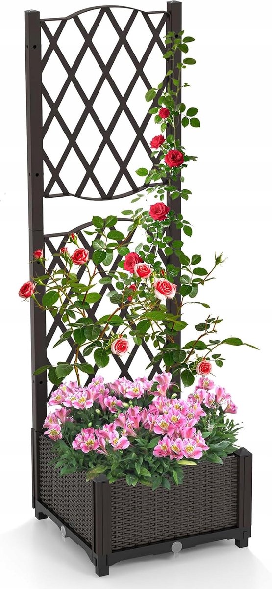 Bloempot met Pergola en Zelfbewateringssysteem - Donkerbruin
