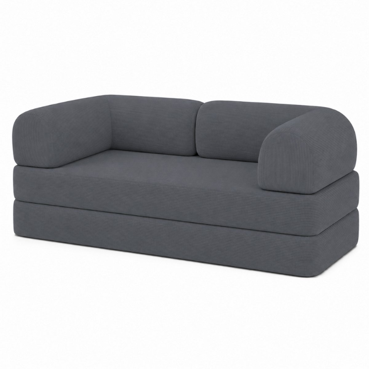 Bananair - 2-zits Bank - Modulaire slaapbank - Bedbank - Ribfluweel - 90x180 cm - Grijs