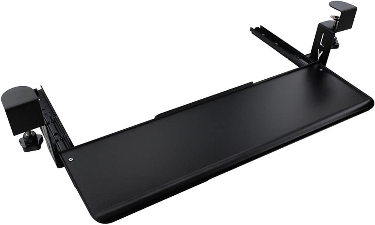 Toetsenbordplank Onder Bureau - Schuiflade Bureau - Ergonomisch Werken - Klembevestiging Zonder Boren - 52/65/75 cm - Zwart