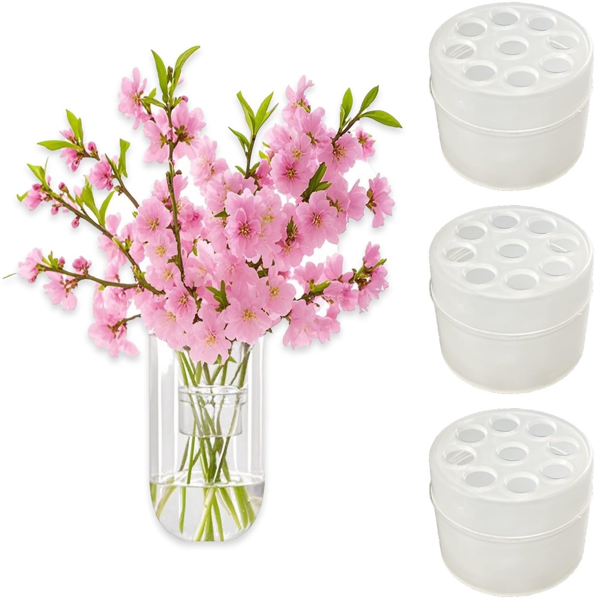 SOUQONE- Bloemenhouder 3 Stuks - Hoogwaardig Kunststof - Waterbestendig - Bloemstukken - Ikebana Stanghouder - Eenvoudig in Gebruik - Bloemstengelhouder