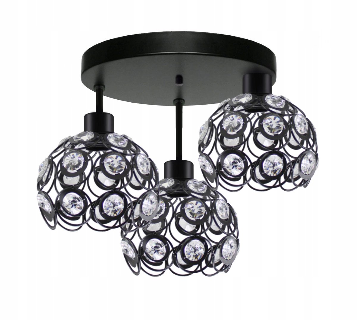 Zwarte kristallen plafondlamp - Glamour Stijl