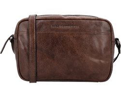 Hide & Stitches Westland Crossbodytas - Leer - Schoudertas Dames - Verstelbare Schouderband - Achterritsvak - Leren Tas - Leren Dames Tas - Donkerbruin