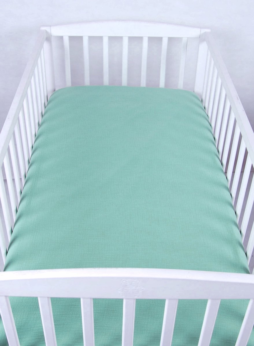 BabyLux Muslin Hoeslaken met Elastiek 60x120cm - Salie