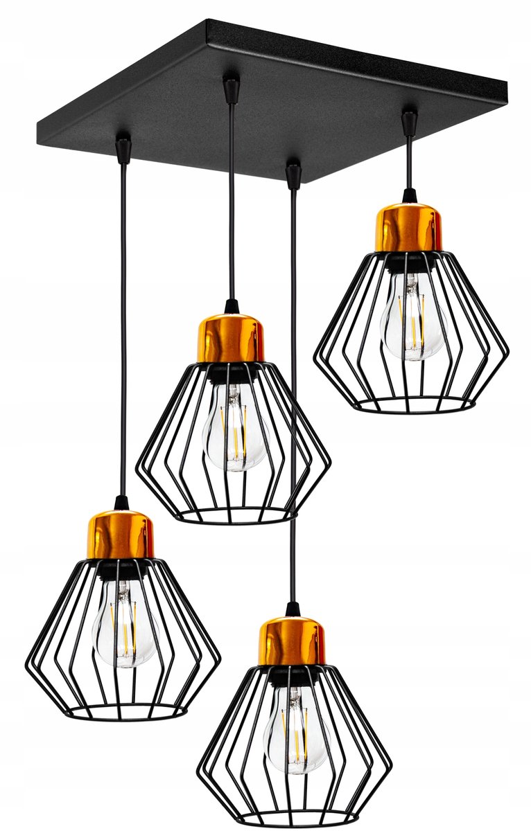 Loft Hanglamp Edison LED Zwart/Wit - 4xE27