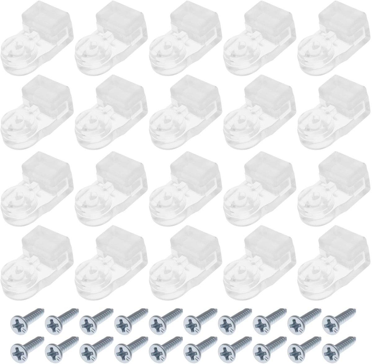 Dailygoods- Glasclip 20 Stuks - Bevestigingsclip voor 3-4mm Dik Glas - Kunststof/Rubber - Transparant Ontwerp - 21.5x12.5x10mm - Duurzaam