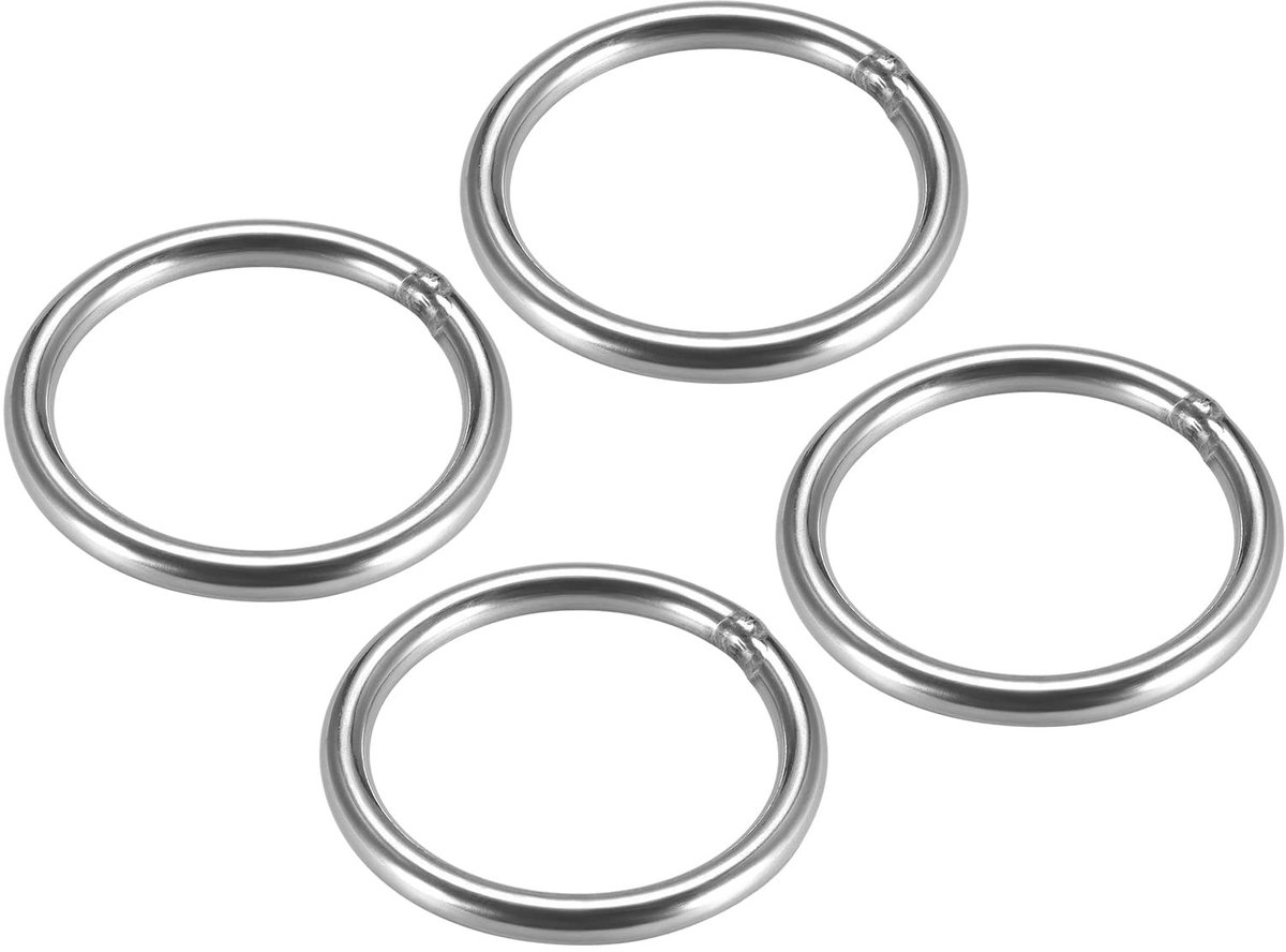 Dailygoods - 4 Stuks Roestvrij Stalen O-ringen 60 mm voor Ophangtoepassingen