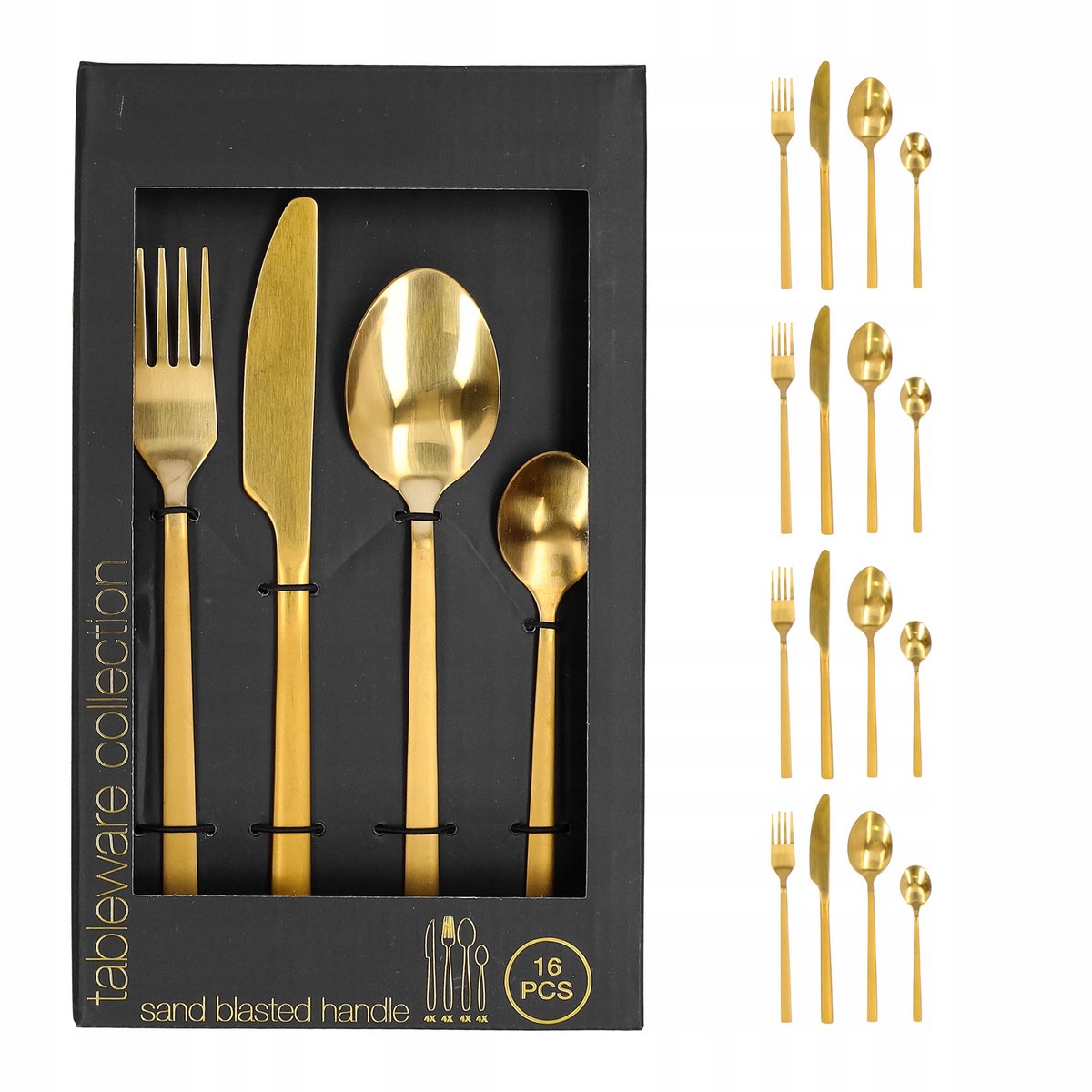 Gouden Bestekset 16 Delig voor 4 Personen - Luxe Roestvrij Staal
