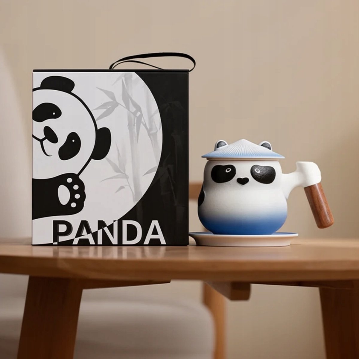 Keramische Panda Mok met Zeef en Deksel - 350ml