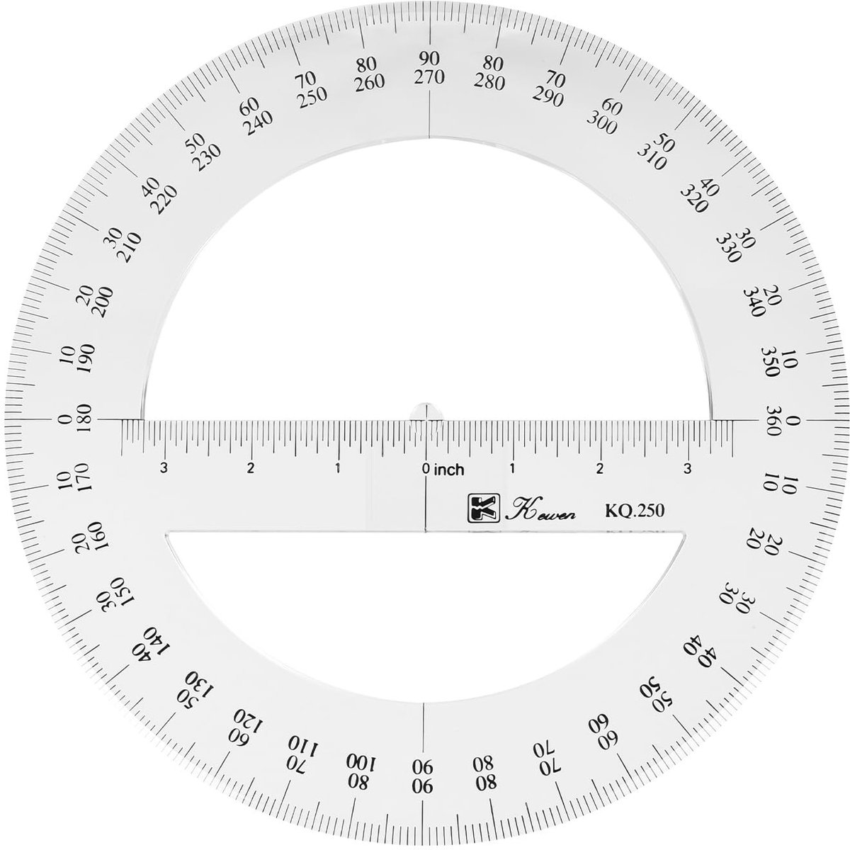 JHUBERS- Gradenboog 360 Graden - Plastic Liniaal - Transparant Meetgereedschap - School/Office - Duurzaam Materiaal - 25 cm Diameter - Meetlat
