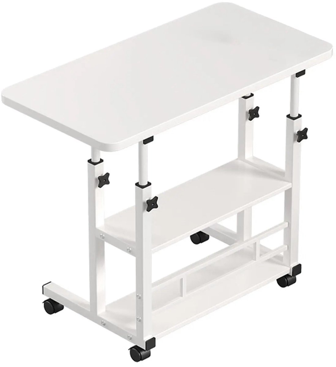 JHUBERS - Dailygoods Computerbureau met opbergplanken Draagbare laptop PC-bureau Mobiel sta-bureau In hoogte verstelbaar Rollend b