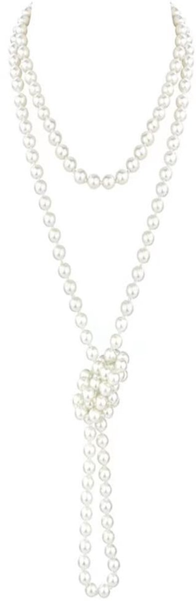 ZEYNOMAX- Parelketting uit de jaren 20 - Vintage Imitatie-sieraden - Lange Ketting - Hoogwaardige Imitatieparels - Elegante Accessoires - Geschikt voor Feest en Bruiloft - Sieraad