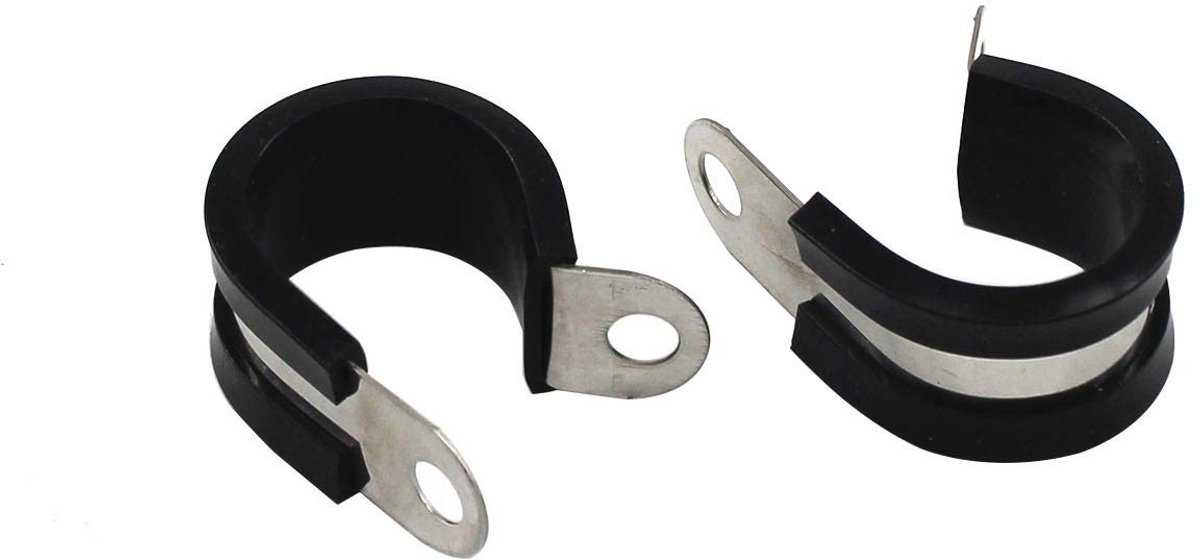 JHUBERS- Slangklem R-vormig 10 mm - Kabelhouder - Slangklemmen - Kabelverbinder - Slangklemtang - 20 stuks roestvrij staal/rubber - Kabelklem