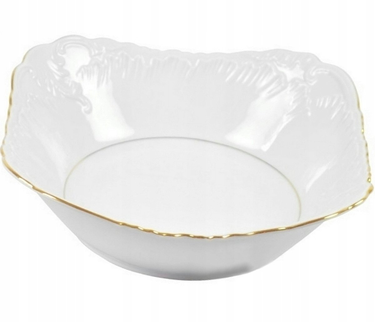 Rococo vierkante porseleinen slakom 24 cm met gouden rand