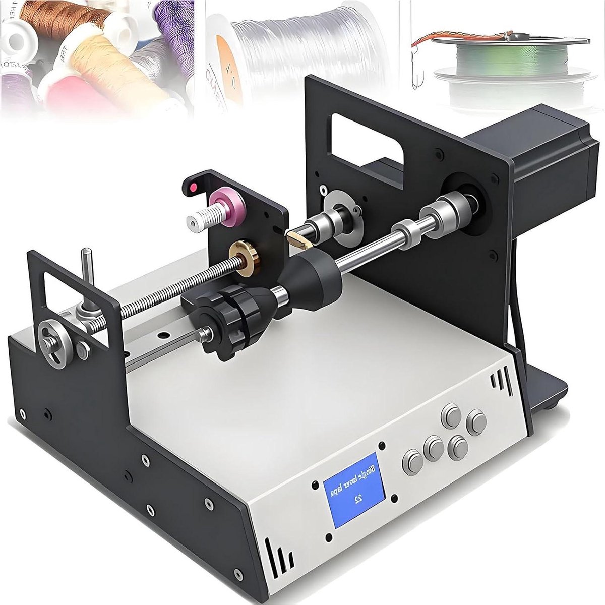 Automatische Wikkelmachine - Spoelwikkelapparaat - Draad Precisie Wikkelen - LED Scherm Nauwkeurigheid - 10 cm Breedte - Grijs