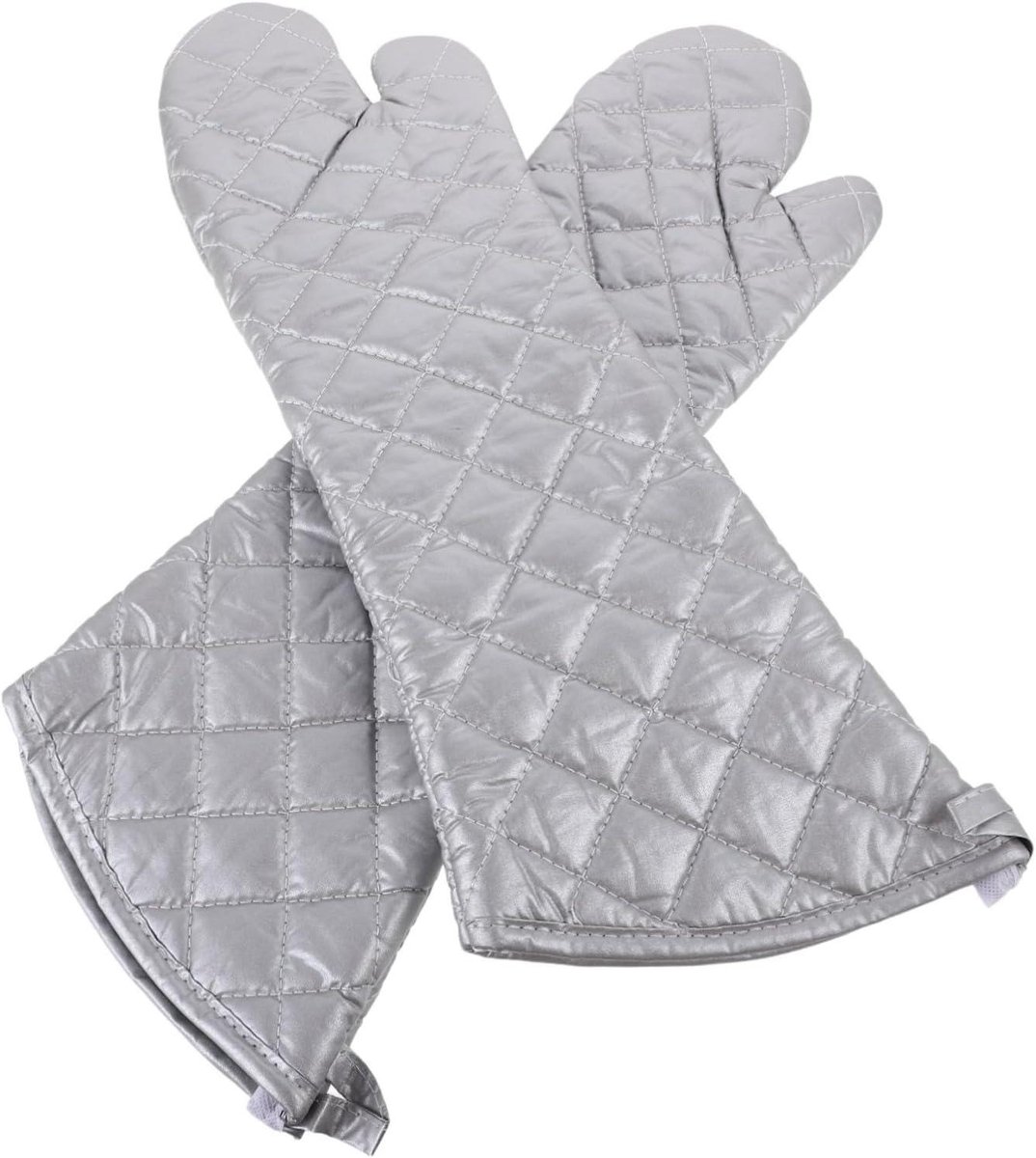 Hittebestendige Ovenwanten - Keuken Handschoenen - Veilig Koken - Antislip Grip - 53.5 cm - Zilver