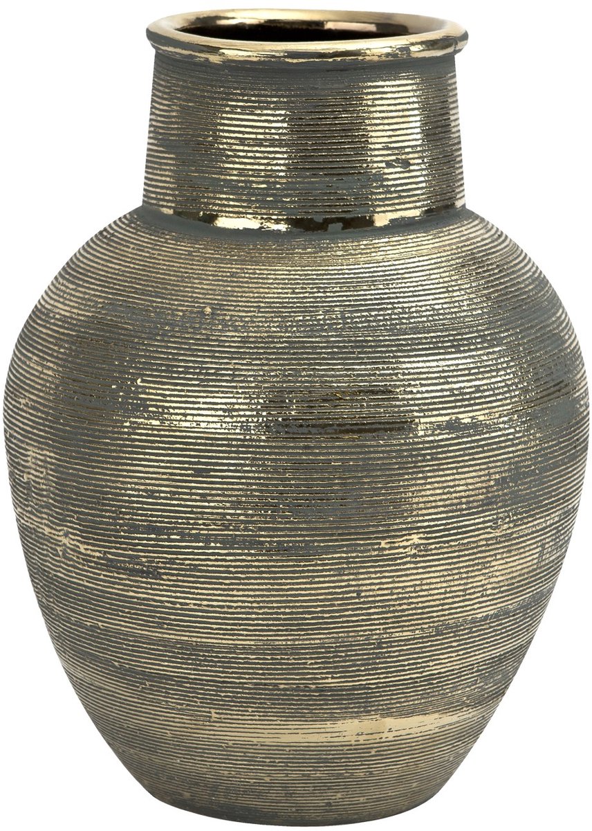 Keramische Vaas Blauw-Goud 32 cm - Stijlvolle Woondecoratie