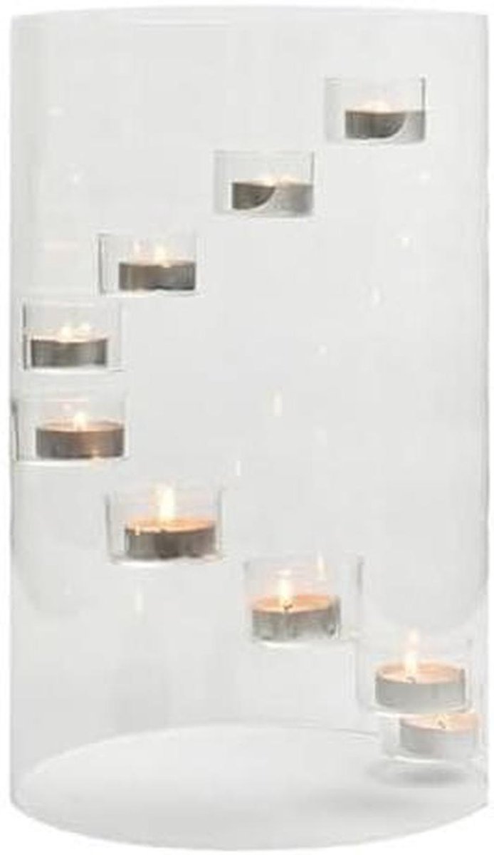 Glazen Kaarsenstandaards - Windlichten - Sfeervolle Decoratie - Draaiend Trapontwerp - 35cm Hoog - Transparant